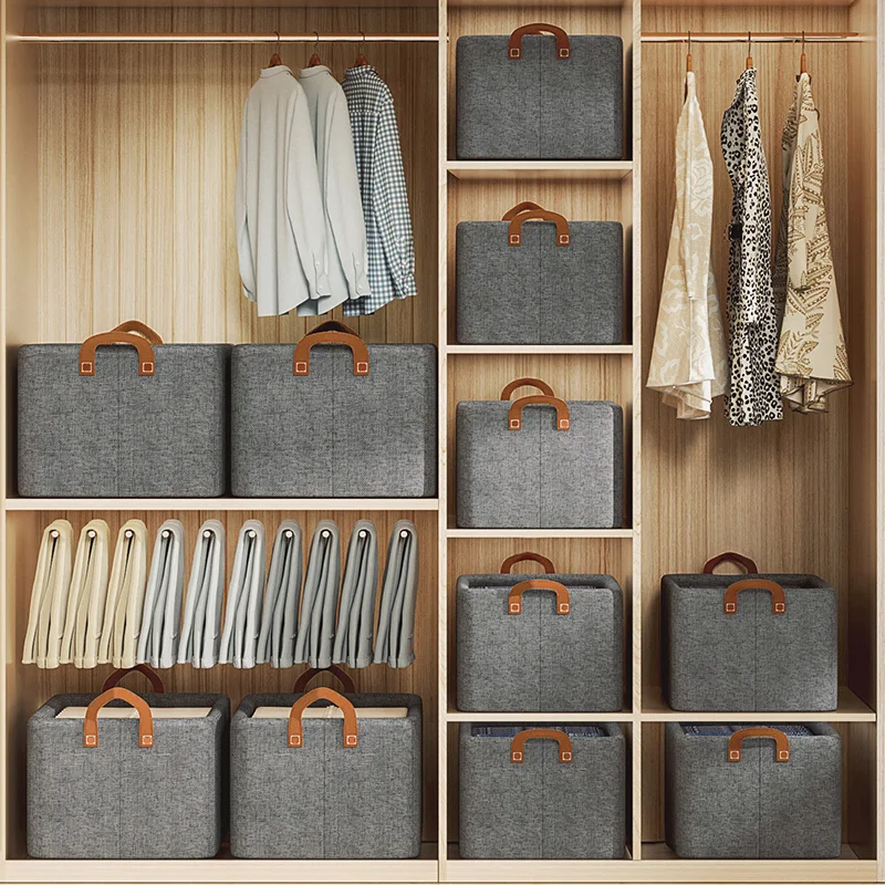Storage boxes for clothes with Handles Closet Bedroom Drawers Organizers Cloth Organizer Storage Boxes fabric drawer