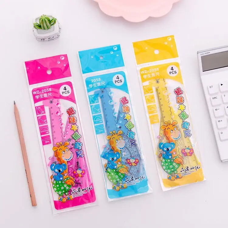 Cheap 15cm High Quality Multi Size Ruler Set Cheap Transparent Triangle Ruler Set for School