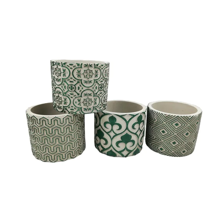 Custom Cheap Low MOQ Round Clay Fiber Hydroponics Small Plant Pots Decorative Cement Flower Pot Mini Indoor Planter