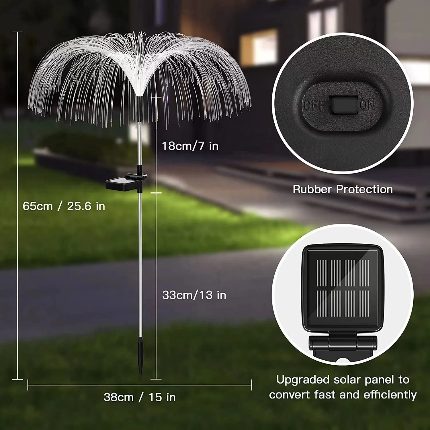 Solar IP65 Waterproof Jellyfish Fiber Optic LED Light Lawn Garden Decorative Light