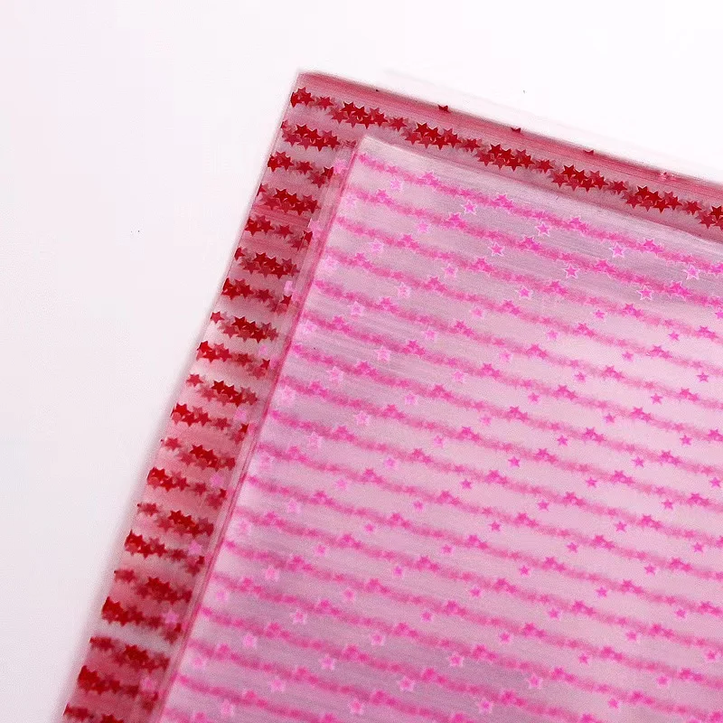 54*54 Cm/sheet Clear Papel Para Flores Star Pattern Cellophane Transparent Film Gift Candy Flower Wrapping Plastic Paper