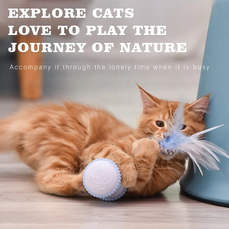 Eco-friendly USB rechargeable interactive smart rolling pet cat toy moving cat teaser funny for pet