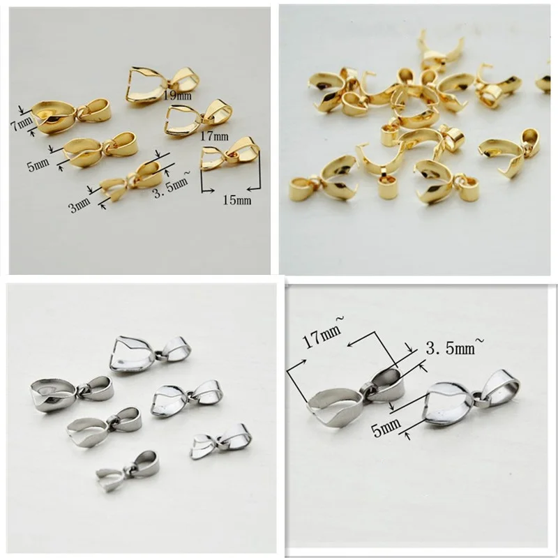 Wholesale Stainless Steel Pendant Pinch Gold Claw Bail Clasp For Pendant Necklace Making Accessories