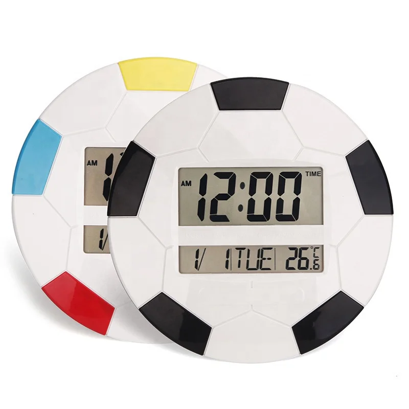 KH-CL097 Football Fans Dual Screen LCD Electronic Hanging Digital Wall Clock Wholesale
