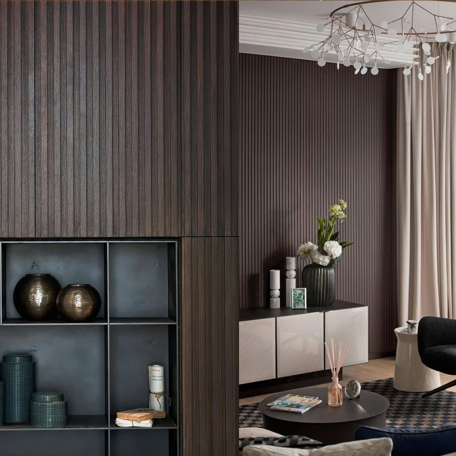 Wood paneling Timber feature wall composite 3d fluted wall panels