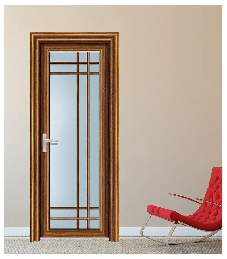 Cheap price latest model aluminium frame  frosted glass waterproof bathroom door