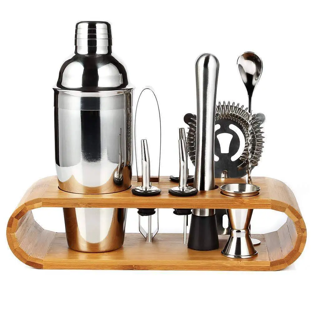 Factory Direct Custom 12  Piece Shaker Gift Bartender Kit Mixer Bar Accessories Stainless Steel Cocktail Shaker Set