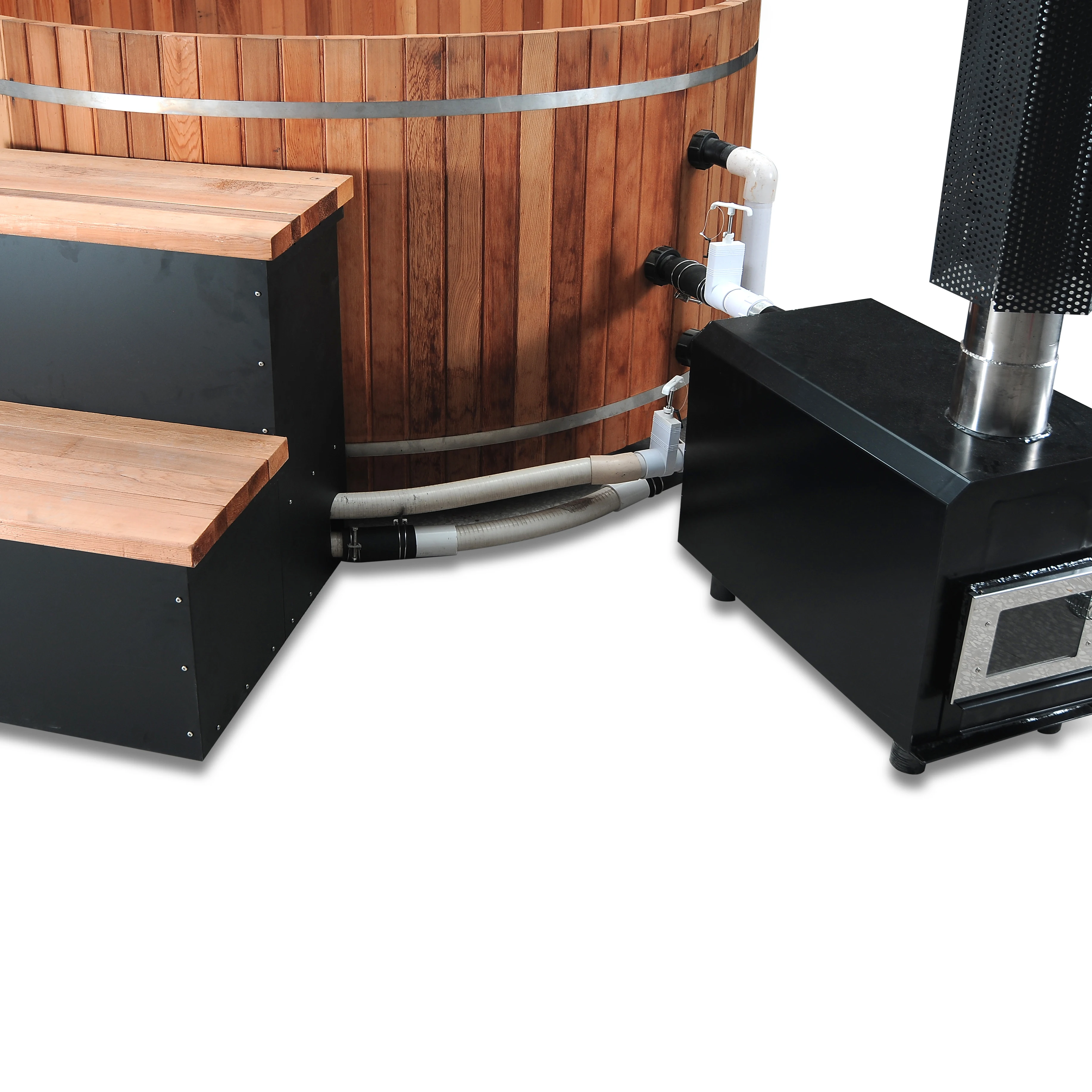 3/4/6/8 Persons  Inflatable Wood Fired Hot Tub SPA Clear Cedar Bathtub