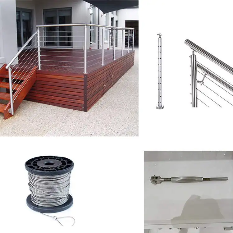 staircase baluster Stair Cable Wire Rope Railing stainless steel 304/316 choice railing cement balustrade outdoor