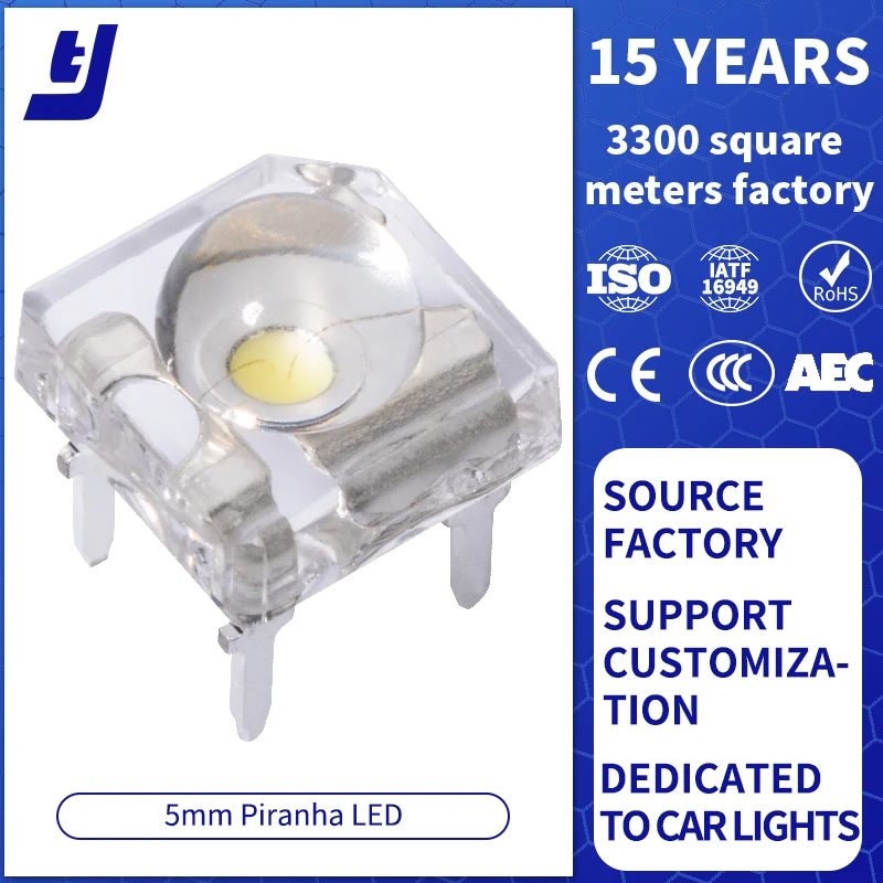 Factory Supply White Super Flux Led 5mm Piranha Led Dip Led Diodes 2.2V Diffused Red Light White Diffused Lens 4pin Piranha Led