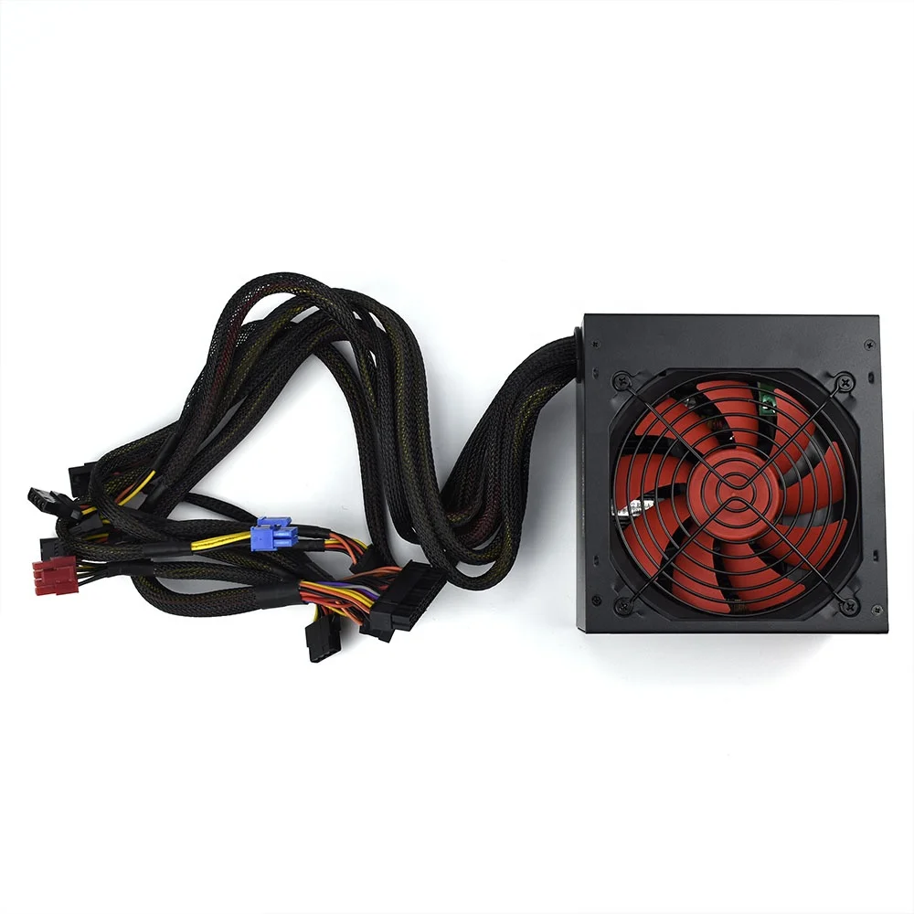 
 Высококачественный Компьютерный игровой Блок питания 500 Вт 80PLUS ATX с красным вентилятором 12 см  