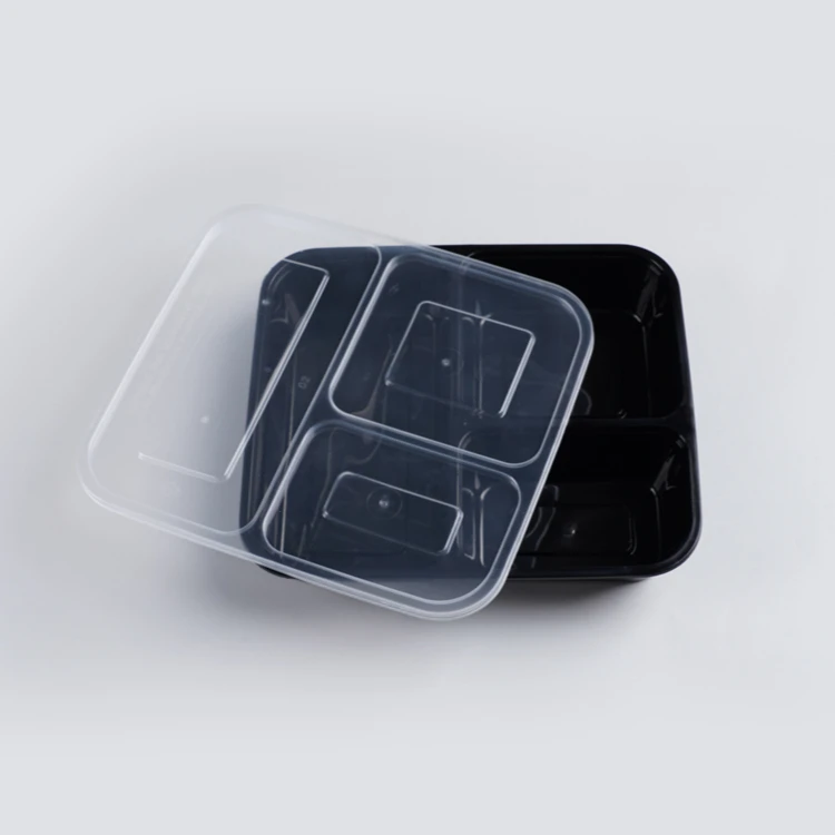 3 compartments microwave plastic takeaway meal  PP disposable food container bento lunch box