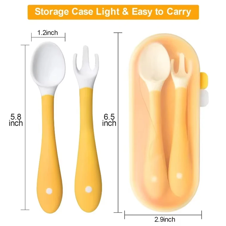 NCVI Non-Toxic Soft Feeding Fork Baby Silicone Baby and Toddler Feeding Spoon and Fork Set