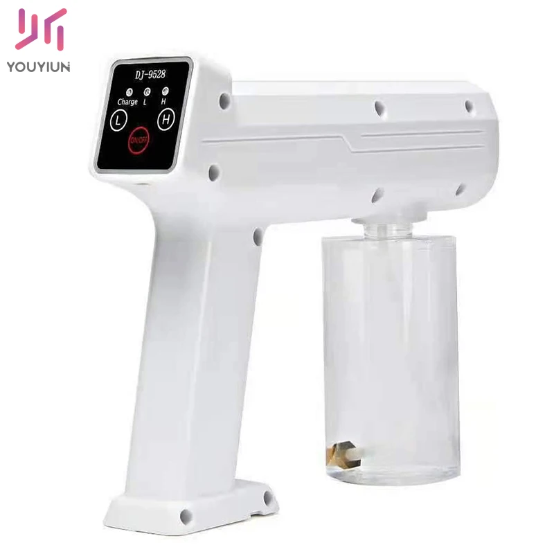 Handheld Fogger Machine Touch Screen Rechargeable Atomizing Sprayer Blue Light Steam Nano Spray Gun for Disinfection