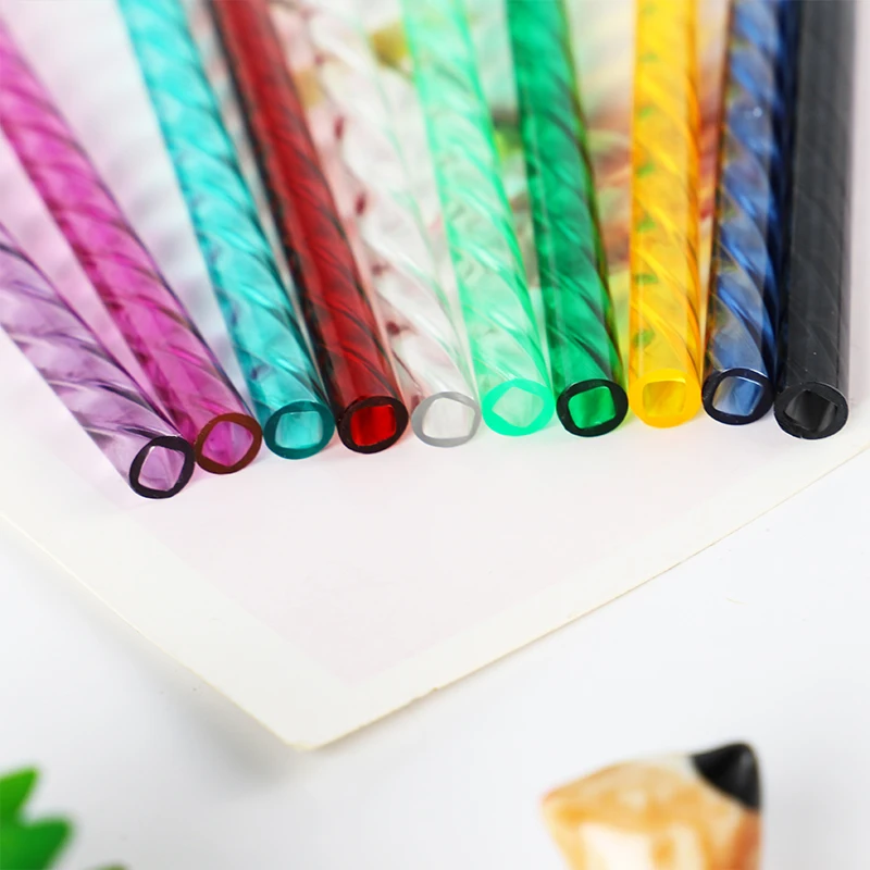 Hot sales PETG Colorful Straw, Reusable Hard Plastic Spiral Drinking Plastic straws, crystal twirl reusable straw