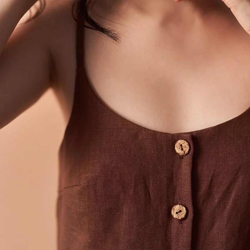 2022 summer new French suspender sexy cotton linen bodysuit pajamas women solid color cool comfortable home clothes women