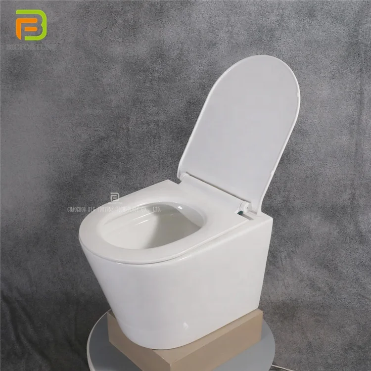 Hot Sale Ceramic Floating Toilet Commode Round Wc Wall Mounted Toilet White Bathroom Rimless Wall Hung Toilet