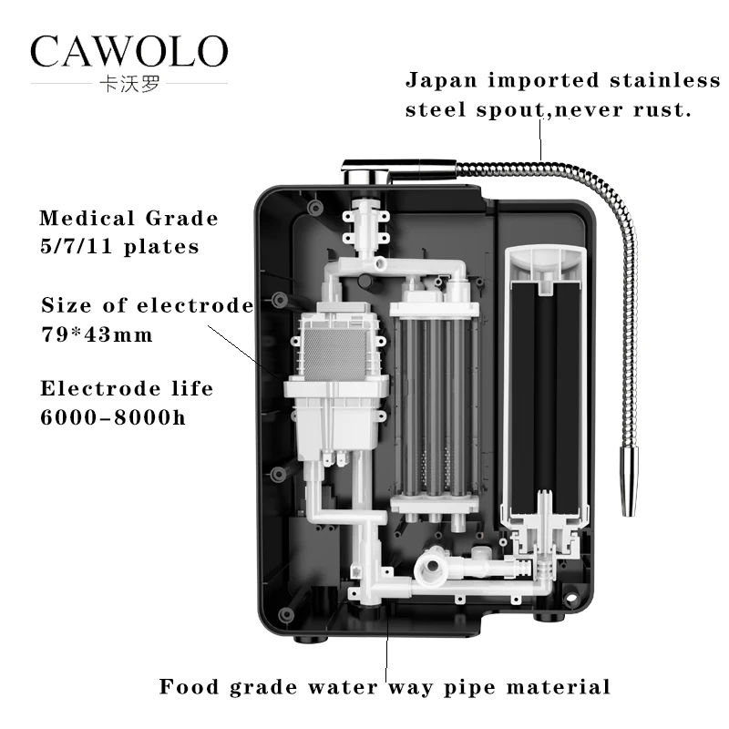 Japan High pH 5/7/11 plates platinum coating kangen water ionizer under the sink alkaline machine