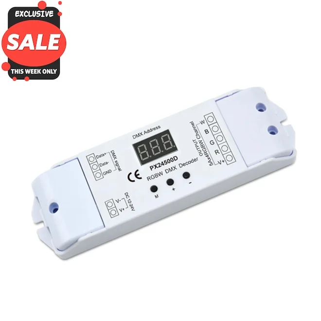 Euchips 240W 480W RGBW 4-Channel DMX LED Decoder led dimmer Controller 12v 24v DC Input DMX512 Controller