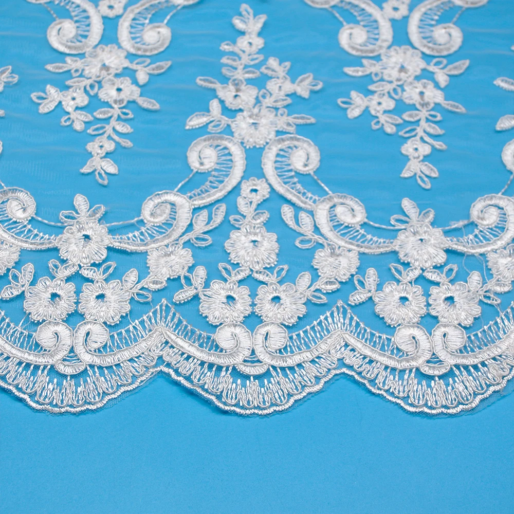 Отбеливающая Белая нейлоновая сетчатая кружевная свадебная ткань для платья