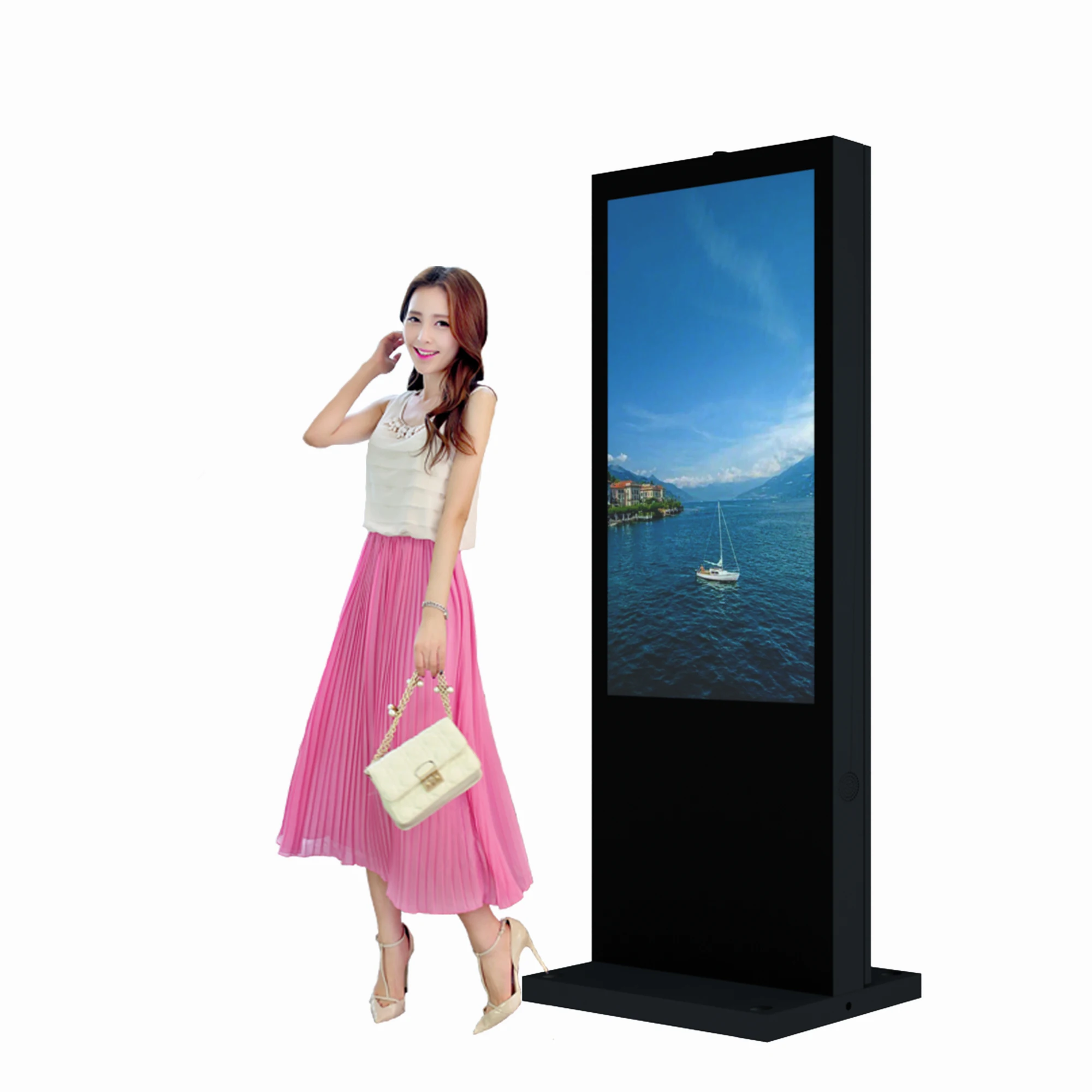 Remote Control Advertising Outdoor Kiosk WiFi Connection TV Screen Bus Kiosk Outdoor Totem with Cooling System LCD Display