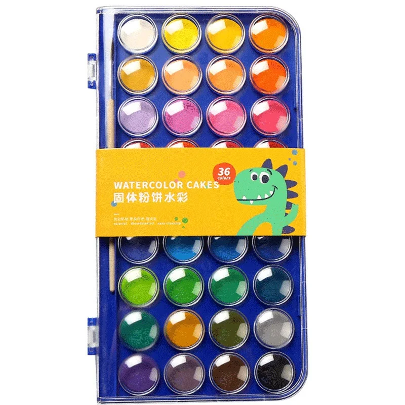 36 Colors Portable Solid Watercolor Paint Set Easy Coloring Non-toxic Soluble Pigment