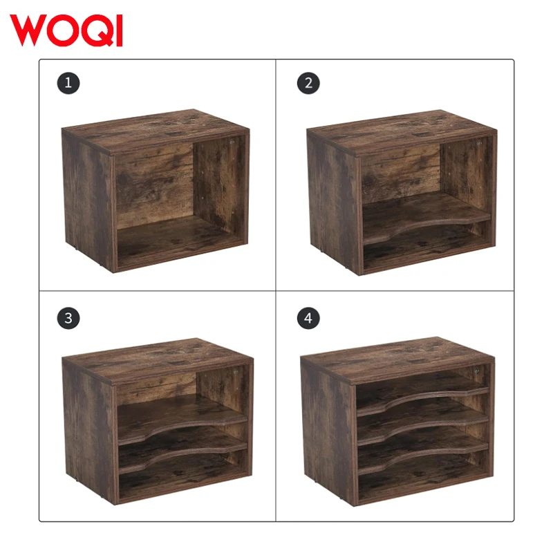WOQI Vintage Wooden File Folder with 3 Adjustable Shelves for School & Home Office Wood Crafts Wooden Boxes