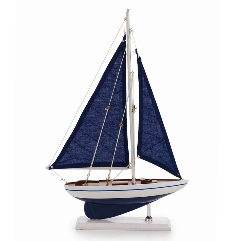 custom name gift Wooden blue pacific sailer model diy sailboat decoration pond yacht racing boat