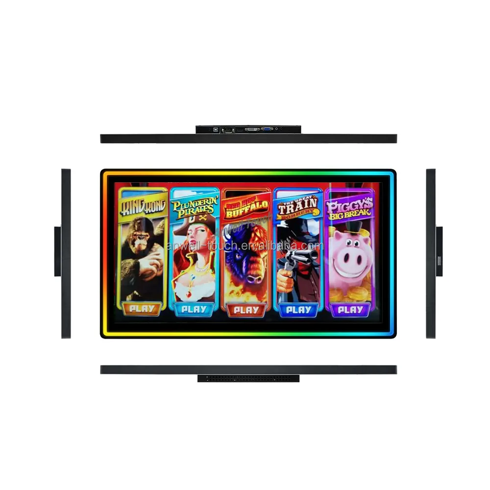 Open Frame PCAP Capacitive touchscreen monitor horizontal/Vertical games 3M/ELO microtouch protocol LED side light bar