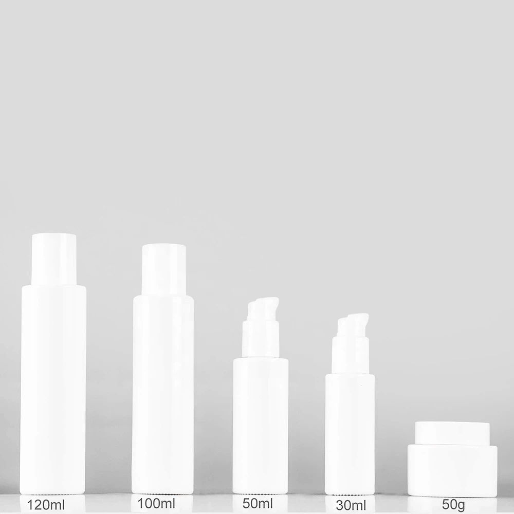 50cl Cylinder opal white glass jar for cosmetics packaging