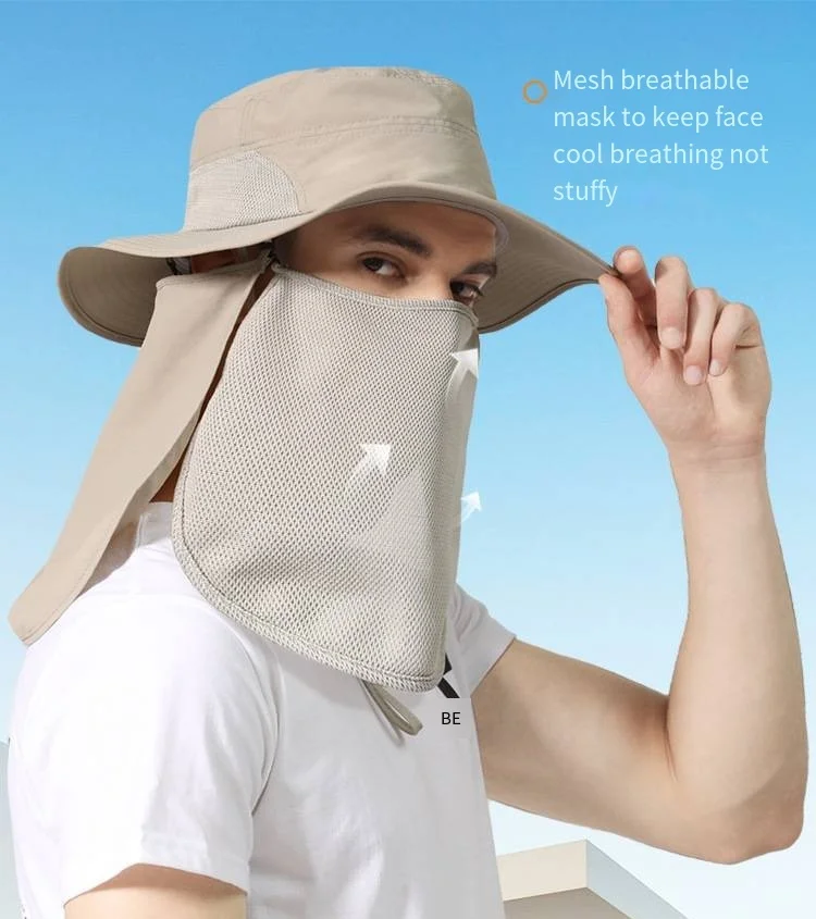 Spot direct selling Sun Hat with Neck Protection Unisex visor hat for men stylish headwear Outdoor Fishing Cap with Face Mask