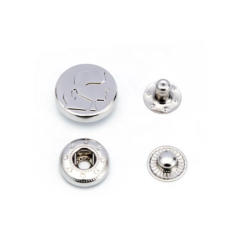 YHG Engraved Logo Custom Zinc Alloy Brass Press Metal Magnetic Snap Button for Coat Down Jacket