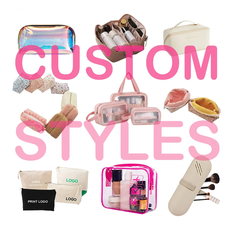 Portable Wash Toiletry Bag High Quality Fancy Zipper Beauty Case Makeup Bag Recycled PU Leather Travel Cosmetic Organizer Bag