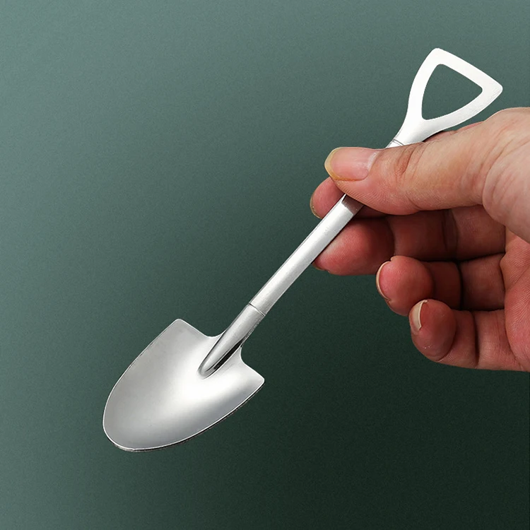Creative lovely square head coffee ice cream spoon shovel shape ice cream spoon steel