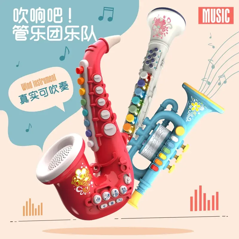 Saxophone children blowing instrument set whistle music toy baby