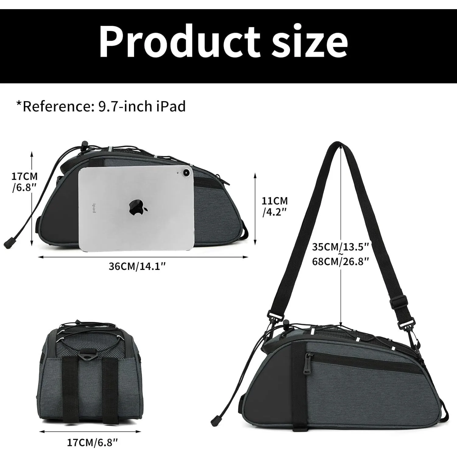 Promotional Electric Bike Bag Trunks Bicycle Frame Bag Versatile Usage Rear Rack Pack