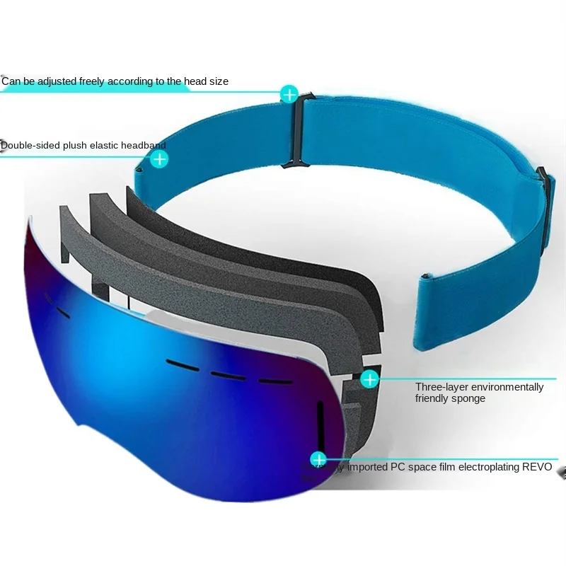 New Design Good Quality Big Spherical UV400 Protection Anti-Fog And Snow Ski Goggles Winter Mountaineering Snowboard