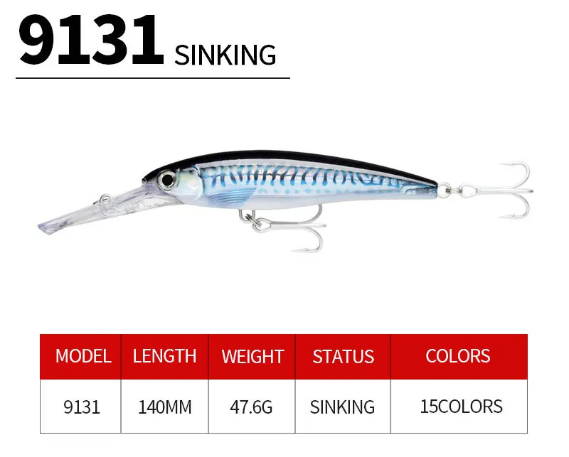 Hot Selling140mm 46.7g Hard High Quality Swim Bait Sinking  spanish mackerel Minnow Fishing Lure