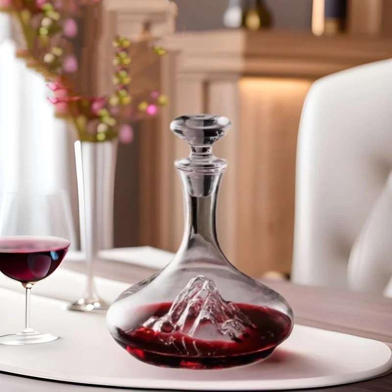 Clear Lead-free Crystal Glass Blue Mountain Waterfall Burgundy Wine Decanter
