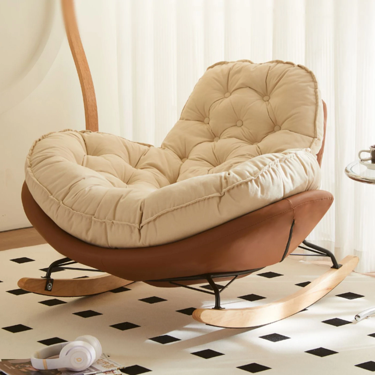 Luxury Sofas Rocking Egg Nordic Single Lounge Chair Velvet Leather Sectional Modern Couch Home Furniture Set Living Room Sofas