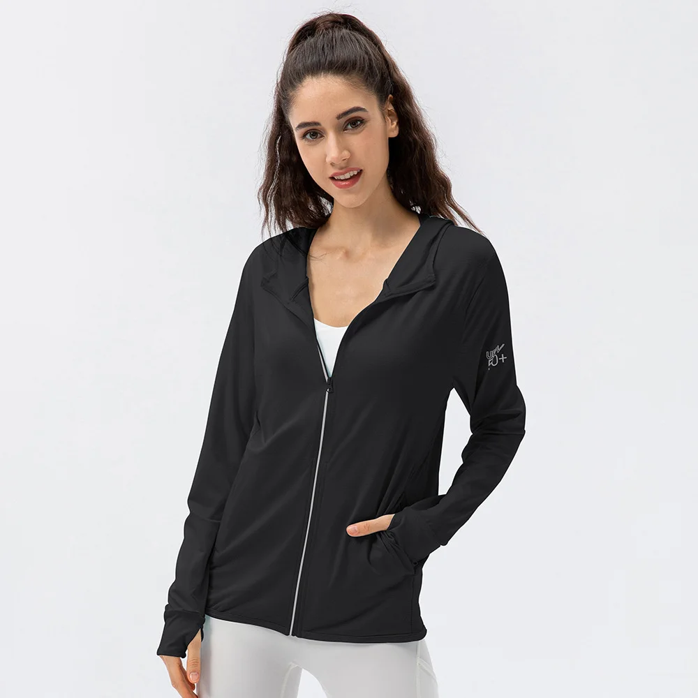 Ice silk sunscreen clothing breathable hooded outdoor summer UV protection cloak coat sunscreen clothing with Zipper