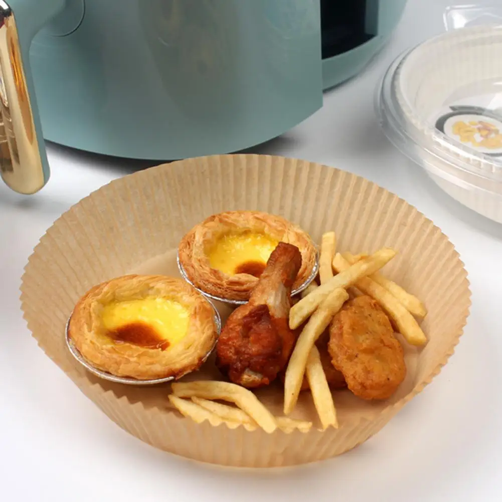 Waterproof Baking Container Kraft Cup Liner For Food Plates Disposable Round Air Fryer Tray Liners Parchment Paper