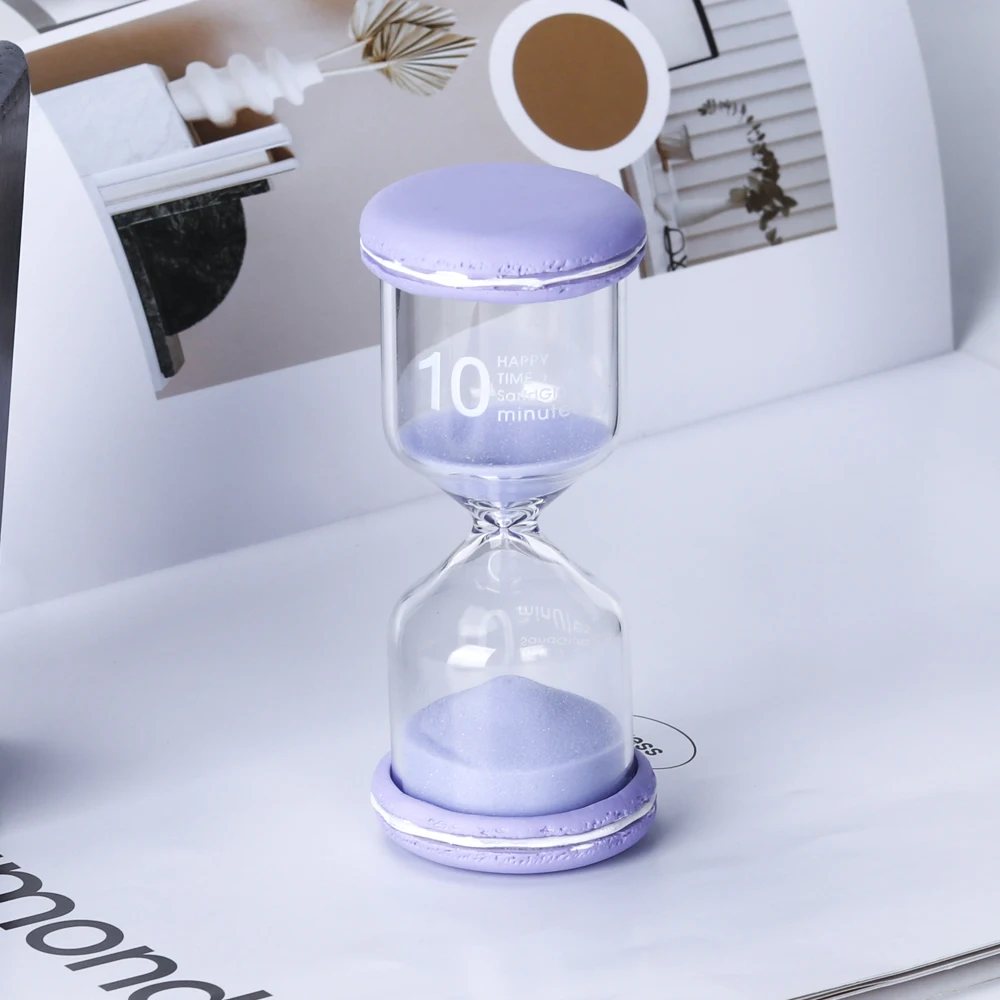 Clear Mini Creative Round Macaron 1 3 5 10 15 30 Minutes  plastic sand timer Hourglass for games classroom home office