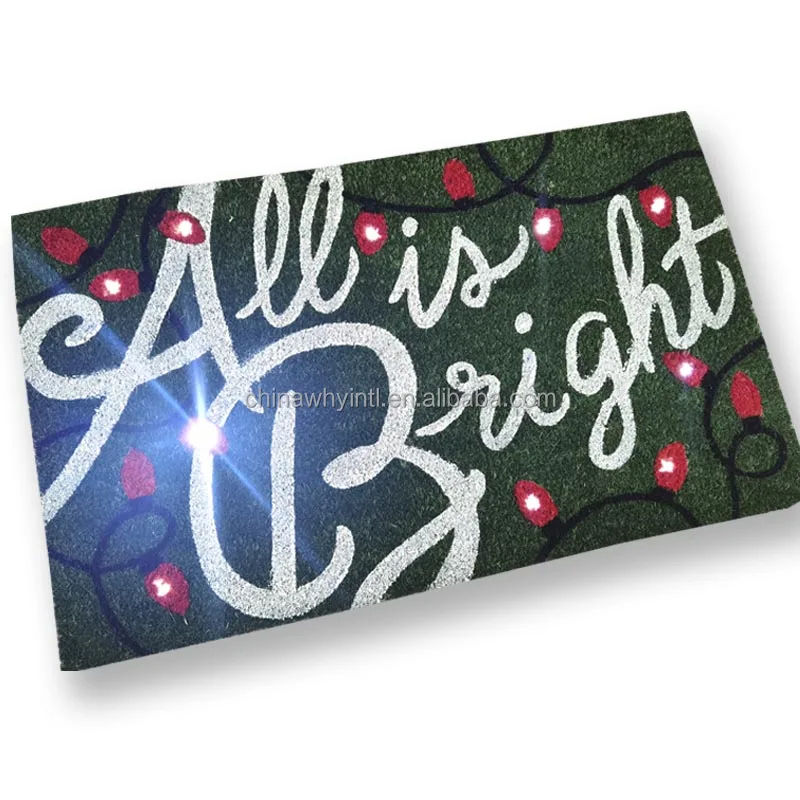 Holiday Light-UP Music LED Light Sound Battery Sensor Merry Christmas Coir Welcome Doormats