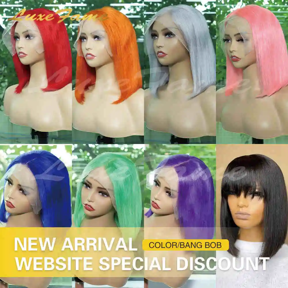 Wholesale Bangbob Human Hair Wig,Cuticle Aligned Vietnamese Human Short Bob Wig, Virgin hair vendor straight Curly Wave Bob Wig