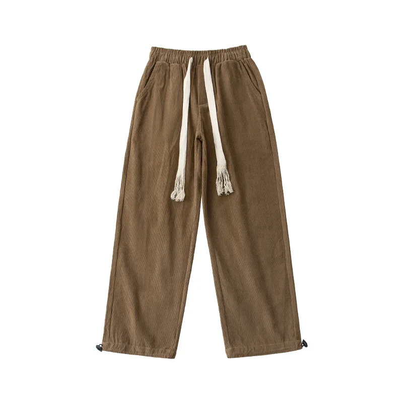 100% хлопковые однотонные брюки в японском стиле Свободные повседневные Прямые мужские тяжелые вельветовые ретро
