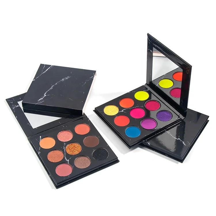 Private Label 9 Colors Black Color Marble DIY Eyeshadow Palette Pigmented Eyeshadow For Dark Skin
