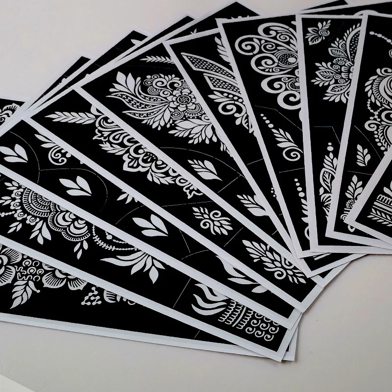 custom large size made mehndi hand stickers PVC Body Art henna tattoo sticker foot henna stencils sticker