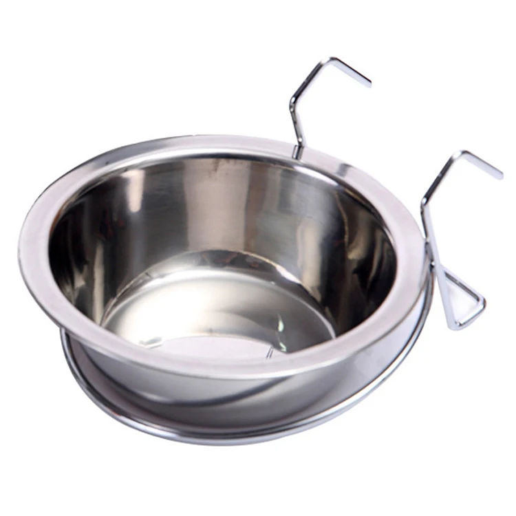 Amazon Hot Sale High Quality Durable Prevent Upsetting Hook Hung Stainless Steel Pet Hanging Bowl