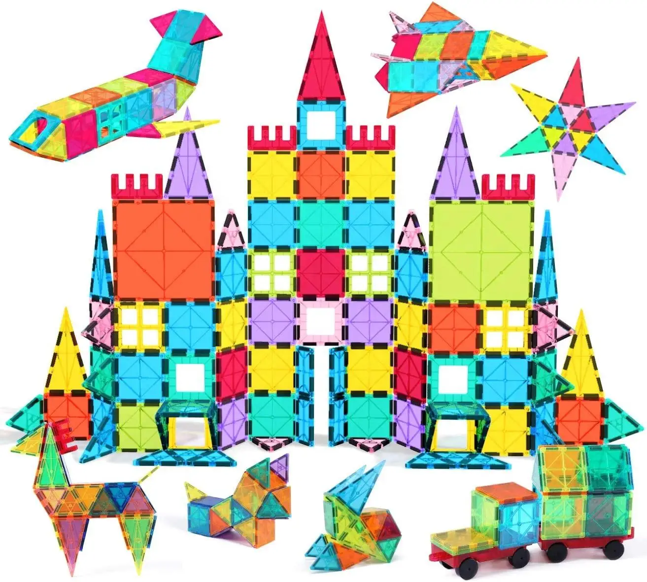 Factory Hot Sale DIY Building Blocks Educational Magnetic Tiles Building Toys 32 Pieces Sets Magnetic Building Blocks for Kids